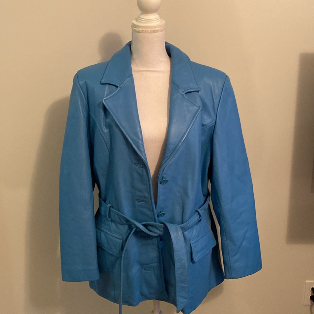 Wilsons Leather Vintage Limited Edition Robins Egg Leather Trench Coat
